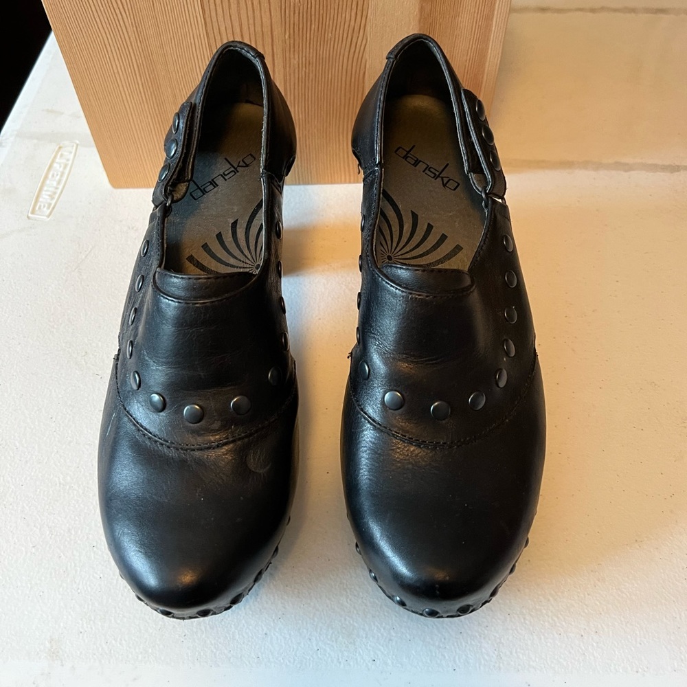Dansko Black Mules Comfortable Clogs shoes heels 38‎ 7.5 - 8